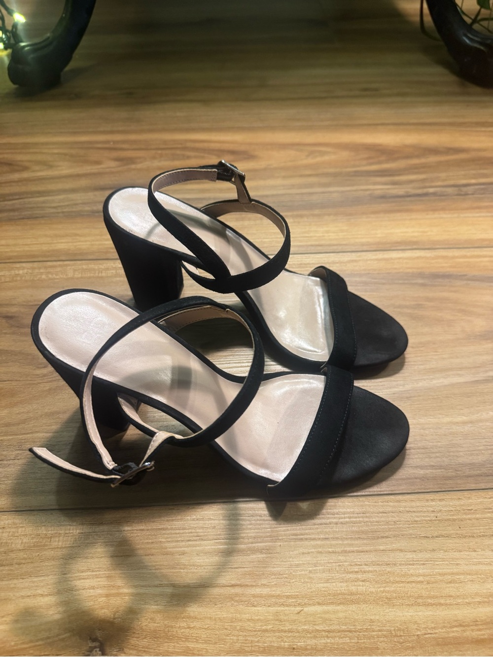 bp Black Strappy Block Heel Sandals